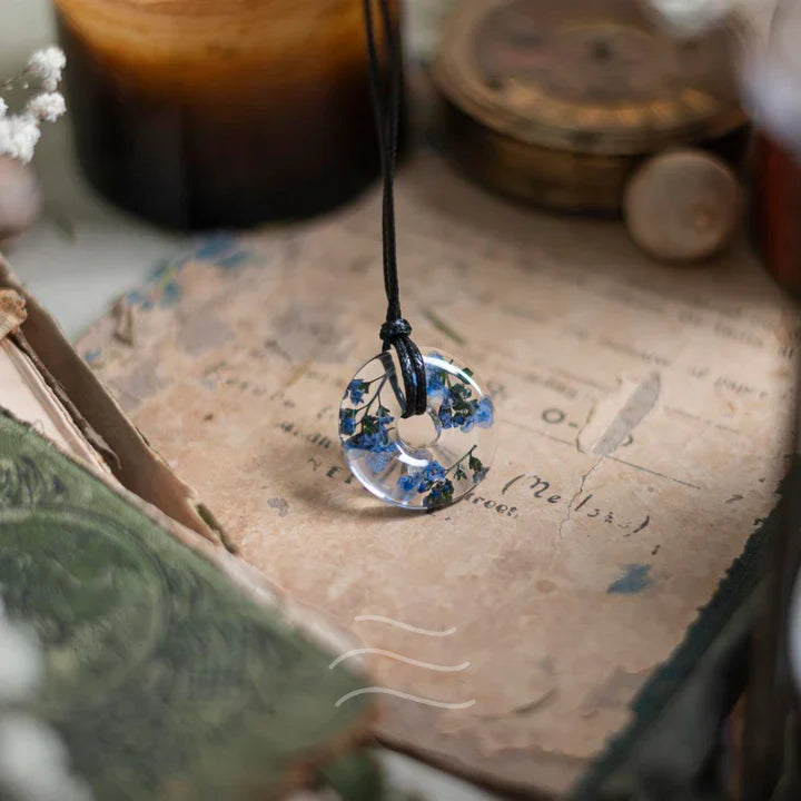 Floral resin Circle of Life Necklace