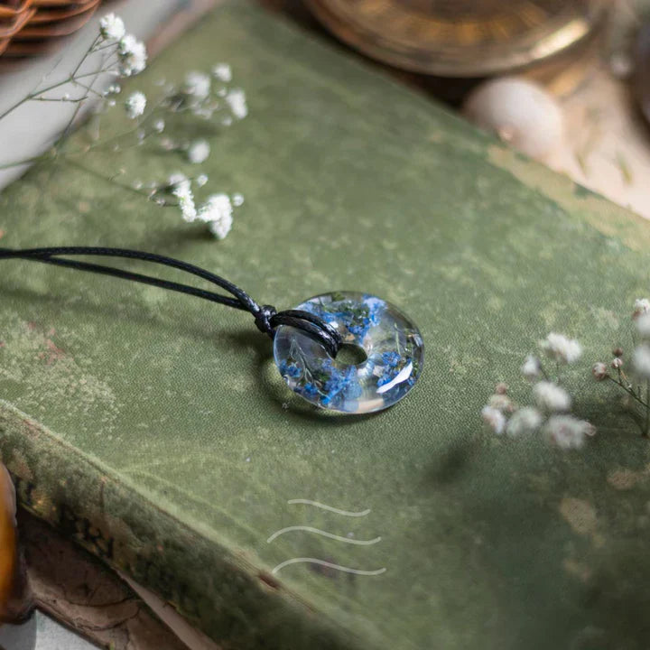 Floral resin Circle of Life Necklace