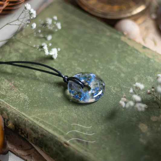 Floral resin Circle of Life Necklace