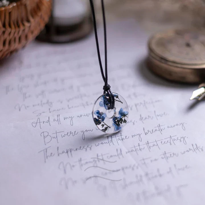 Floral resin Circle of Life Necklace