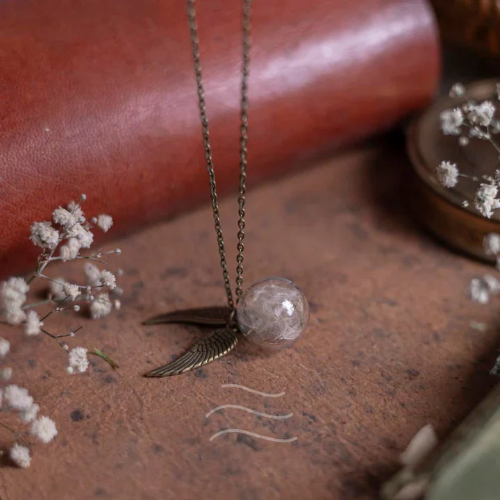 Floral resin Seeker's Snitch Necklace