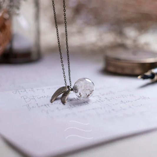 Floral resin Seeker's Snitch Necklace