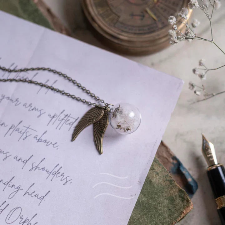 Floral resin Seeker's Snitch Necklace