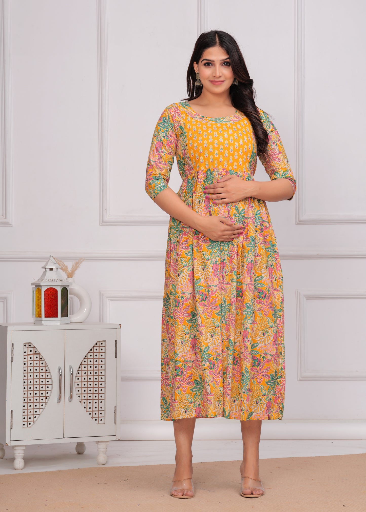 MOMKINS Pure Cotton Maternity Kurti For Feed New Baby