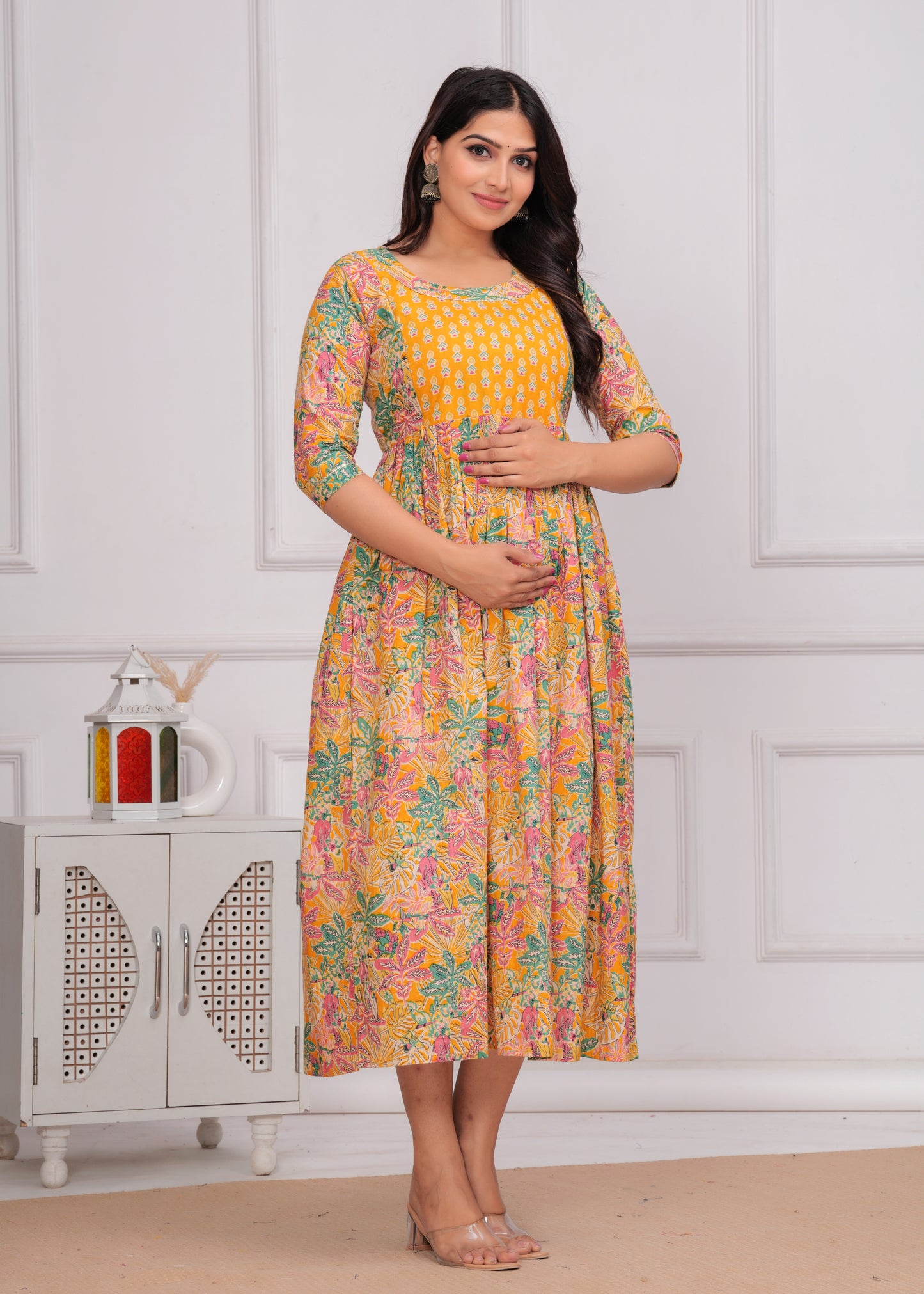 MOMKINS Pure Cotton Maternity Kurti For Feed New Baby