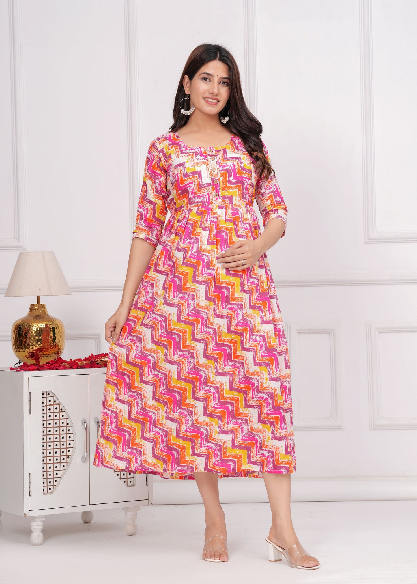 MOMKINS Pure Cotton Maternity Kurti For Feed New Baby