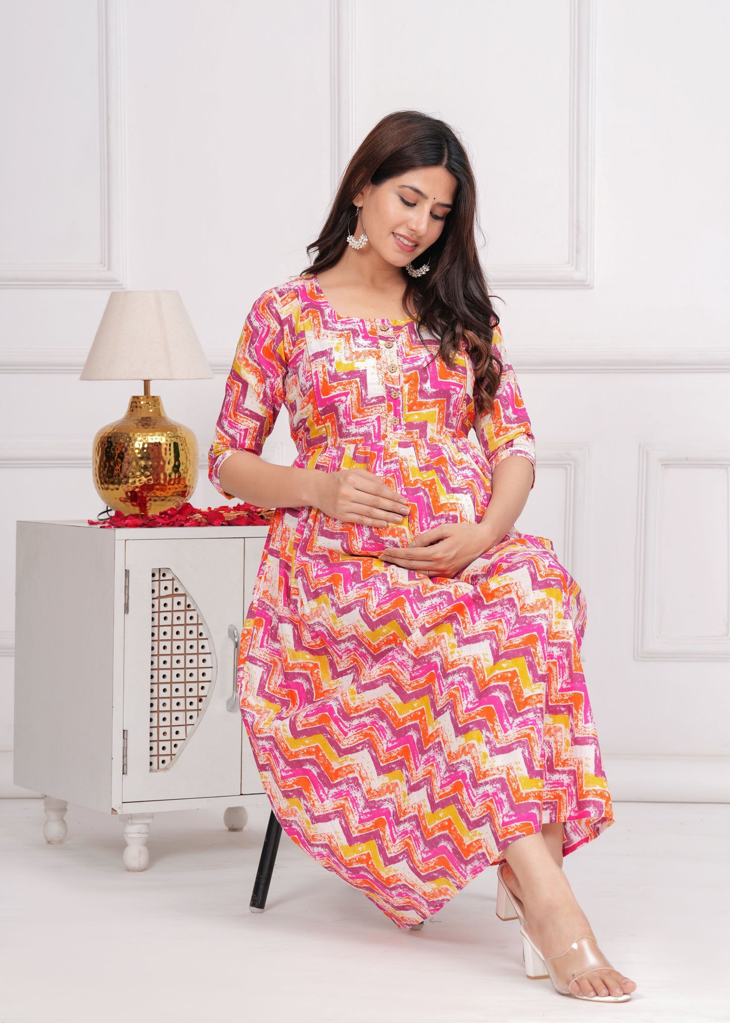 MOMKINS Pure Cotton Maternity Kurti For Feed New Baby