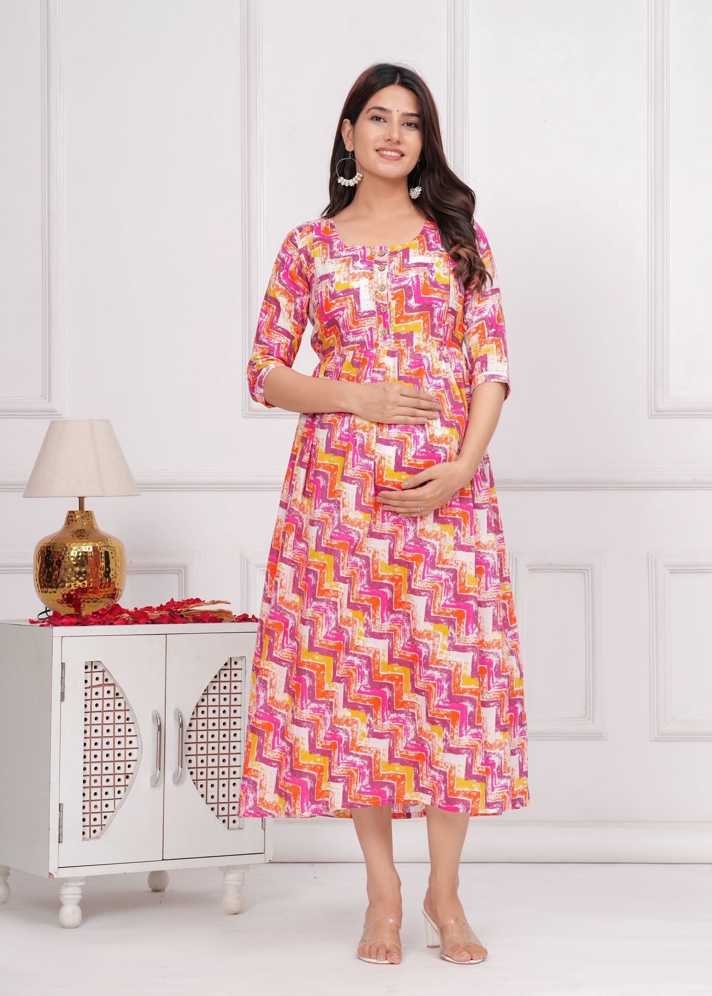 MOMKINS Pure Cotton Maternity Kurti For Feed New Baby