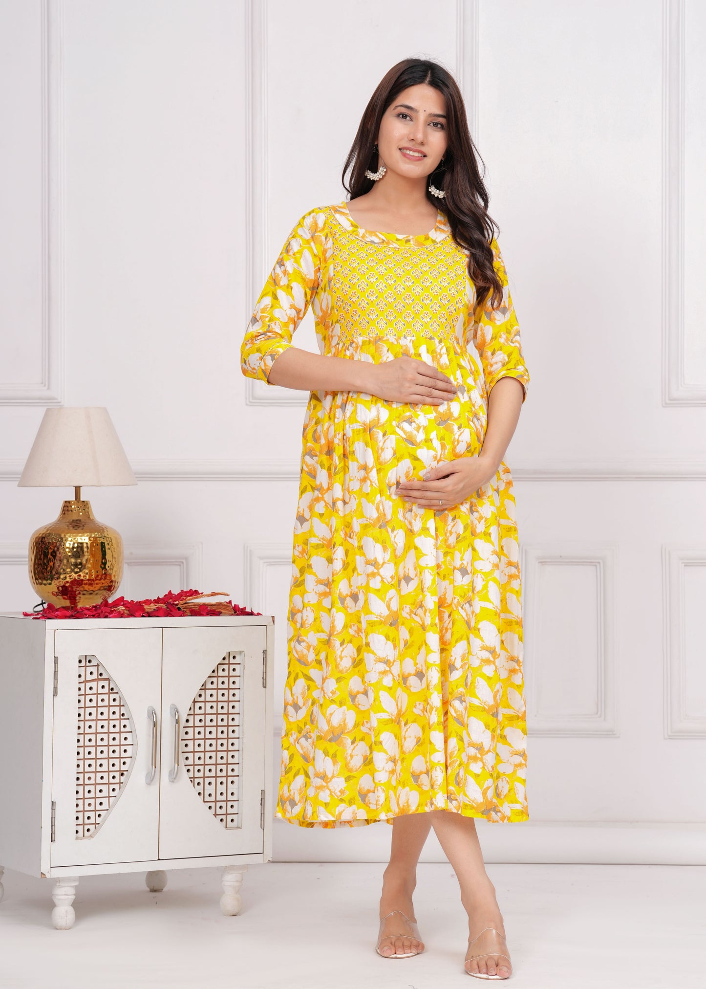 MOMKINS Pure Cotton Maternity Kurti For Feed New Baby