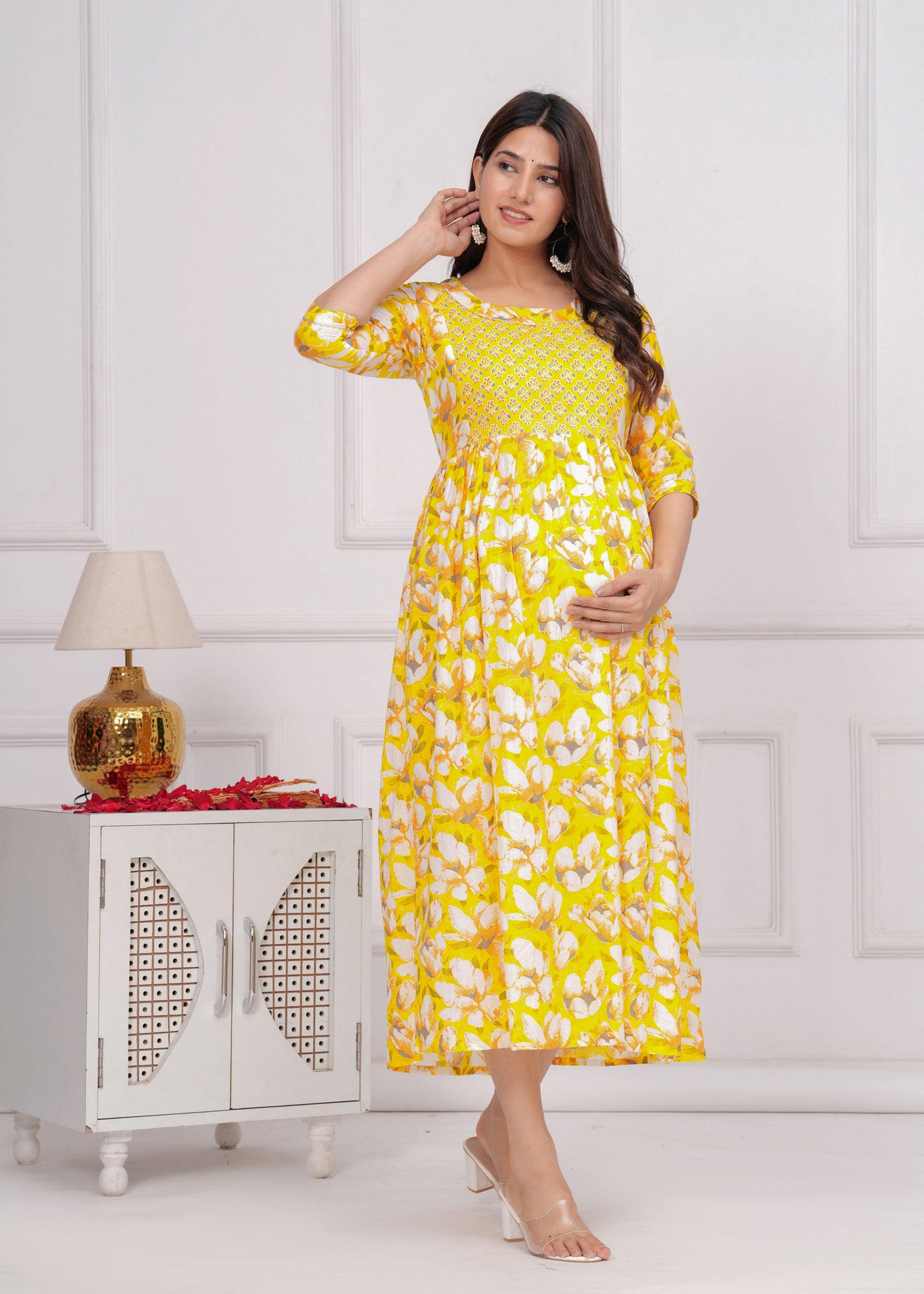 MOMKINS Pure Cotton Maternity Kurti For Feed New Baby