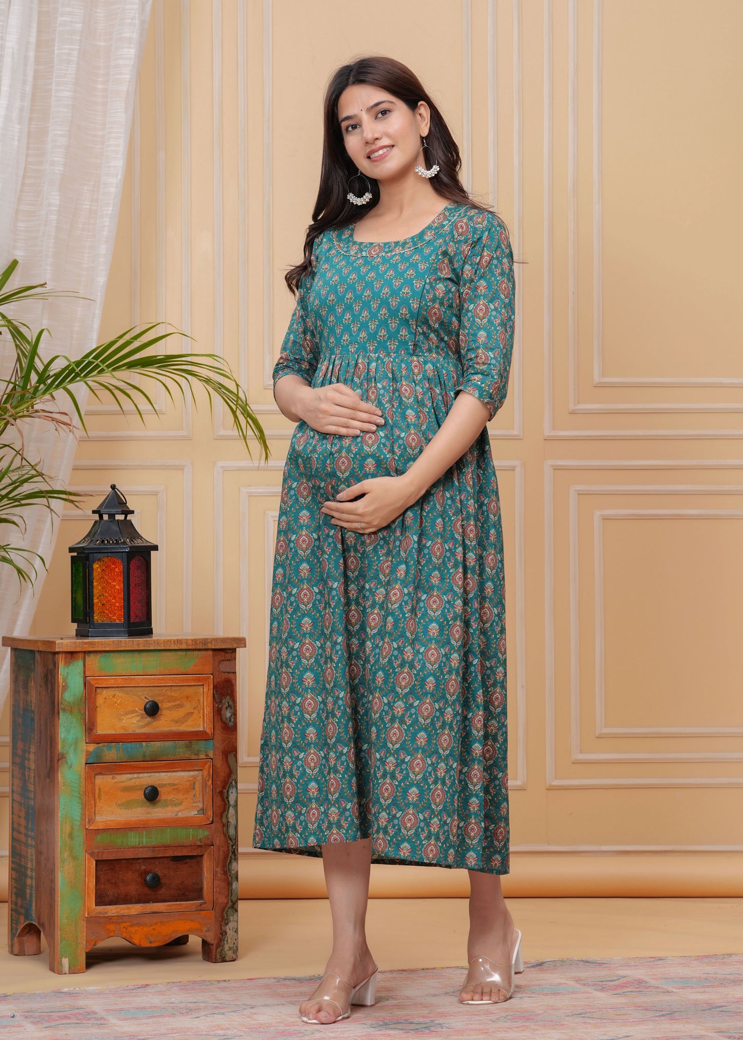 MOMKINS Pure Cotton Maternity Kurti For Feed New Baby