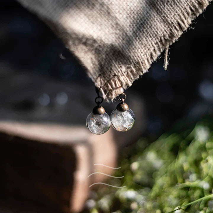 Floral resin Dandelion Dangler Earrings