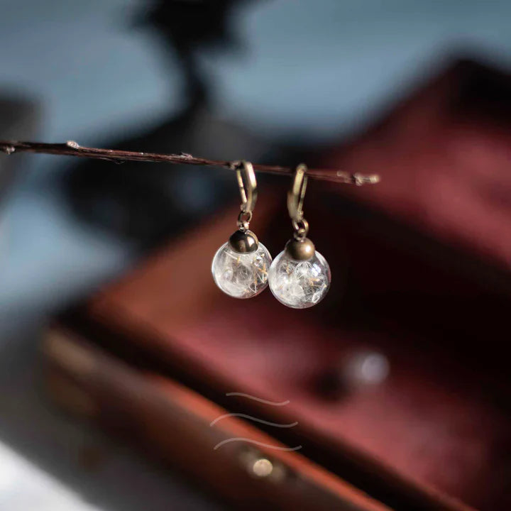 Floral resin Dandelion Dangler Earrings