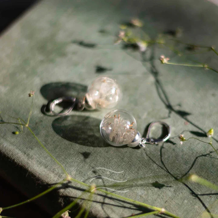 Floral resin Dandelion Dangler Earrings