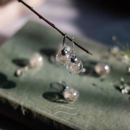 Floral resin Dandelion Dangler Earrings