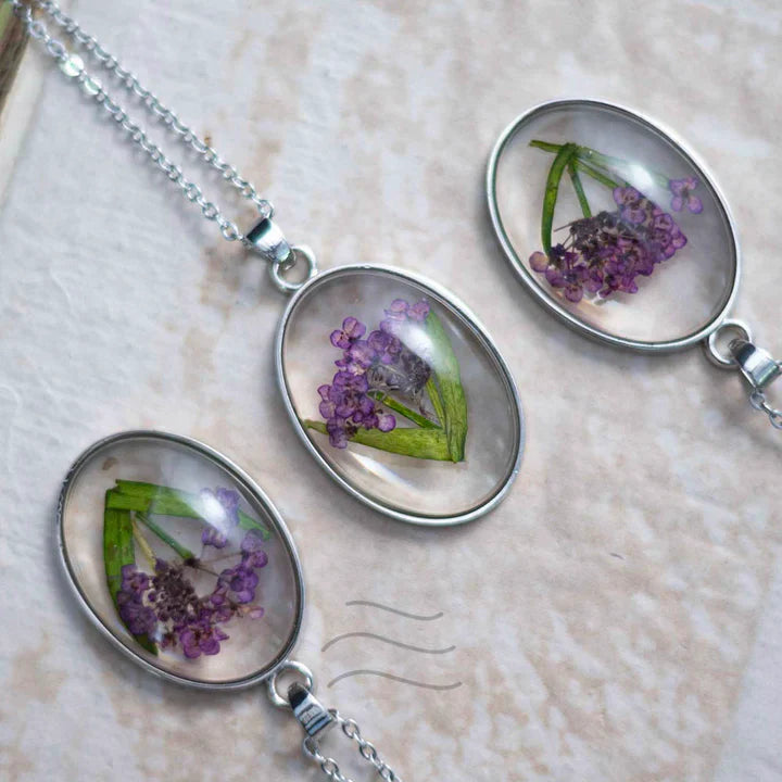 Floral resin Spell of Purple Necklace