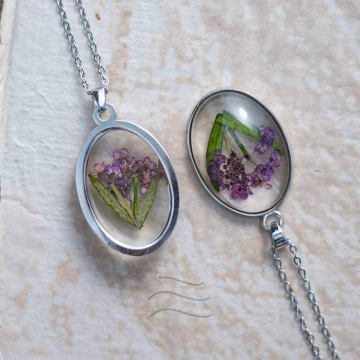 Floral resin Spell of Purple Necklace