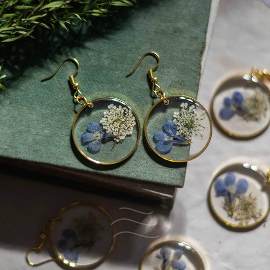 Floral resin Tinsel Flower Earrings