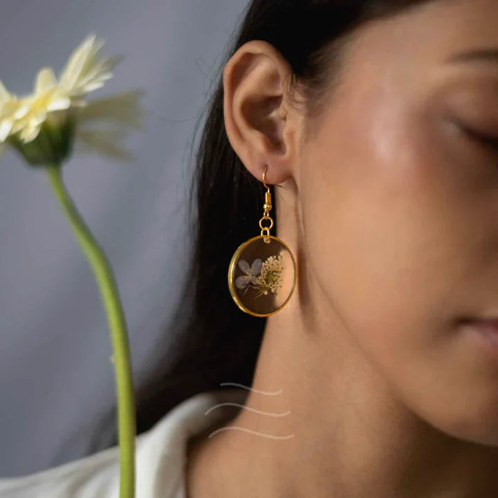 Floral resin Tinsel Flower Earrings