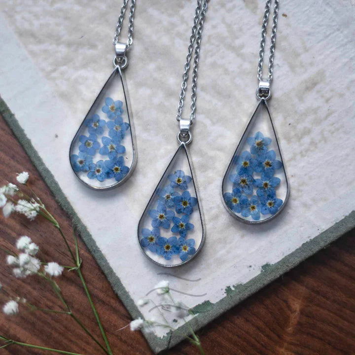 Floral resin  Blue Ocean of Love Necklace