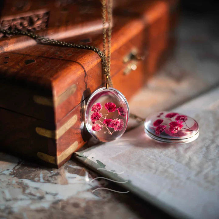 Floral resin Crimson Pink Beauty Necklace