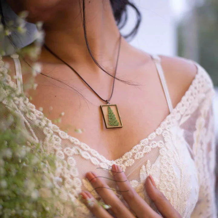 Floral resin Secrets of a Forest (Feather Fern) Necklace