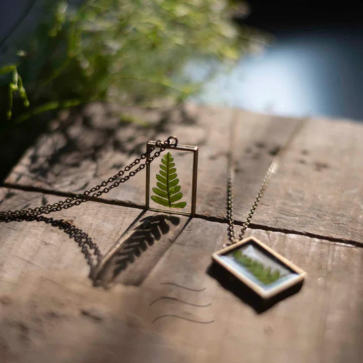 Floral resin Secrets of a Forest (Feather Fern) Necklace