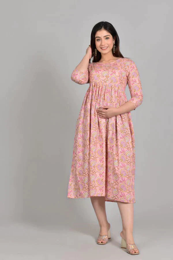 MOMKINS Pure Cotton Maternity Kurti For Feed New Baby