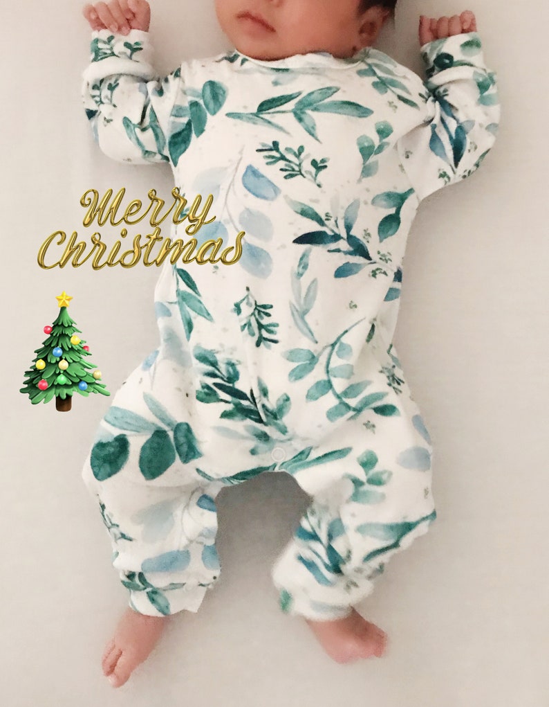 Organic Watercolor Greenery Romper, Eucalyptus Onesie, Newborn Gift Set, Organic Baby clothes, Eucalyptus Baby Clothes, Sage Baby Clothes