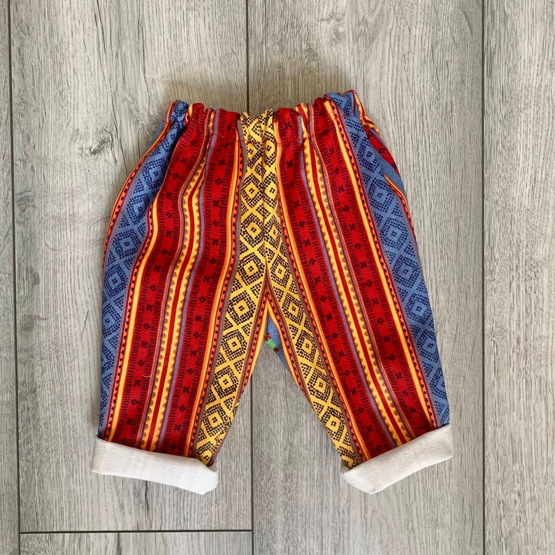 Multi-colour Boho Aztec Baby Romper, Cute Preppy Vintage Cotton Fabric, Unisex Neutral Baby Clothes, Denim Baby Overalls,