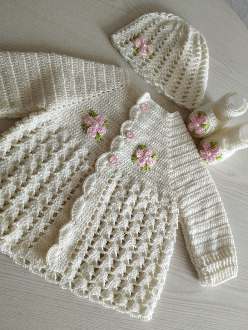 Newborn Baby Graduation Dress | 5-piece set Hospital Gown | unisex Baby Clothes |Knitted Baby Clothes