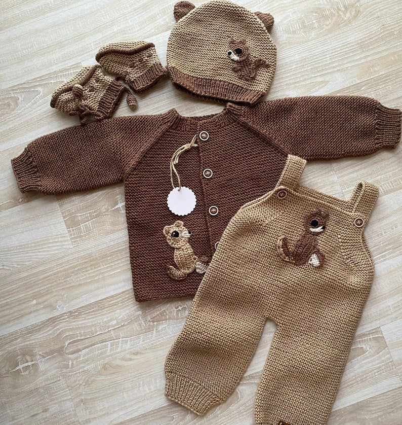 Newborn clothing set Baby boy clothing set 4-piece set Hospital discharge baby Natural baby clothes Newborn boy clothes  Newborn Baby gift