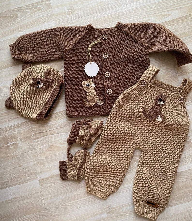 Newborn clothing set Baby boy clothing set 4-piece set Hospital discharge baby Natural baby clothes Newborn boy clothes  Newborn Baby gift