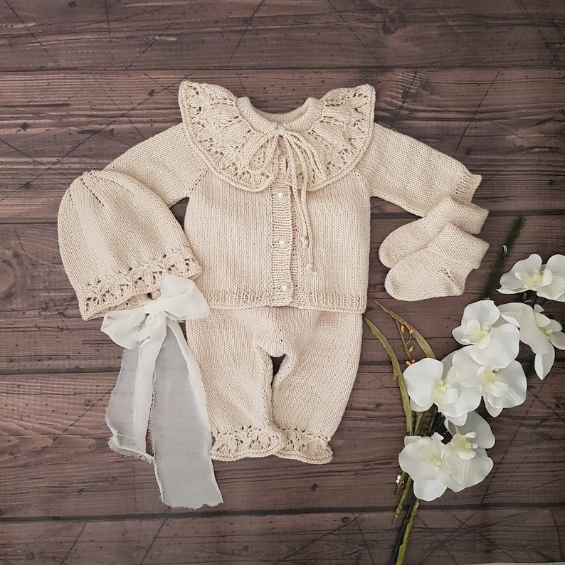 Baby Girl Coming Home Outfit, Erantis Flower Baby Girl Clothing Set, Organic Baby Clothing Outfits, Knitted Baby Clothes, New Baby Gift