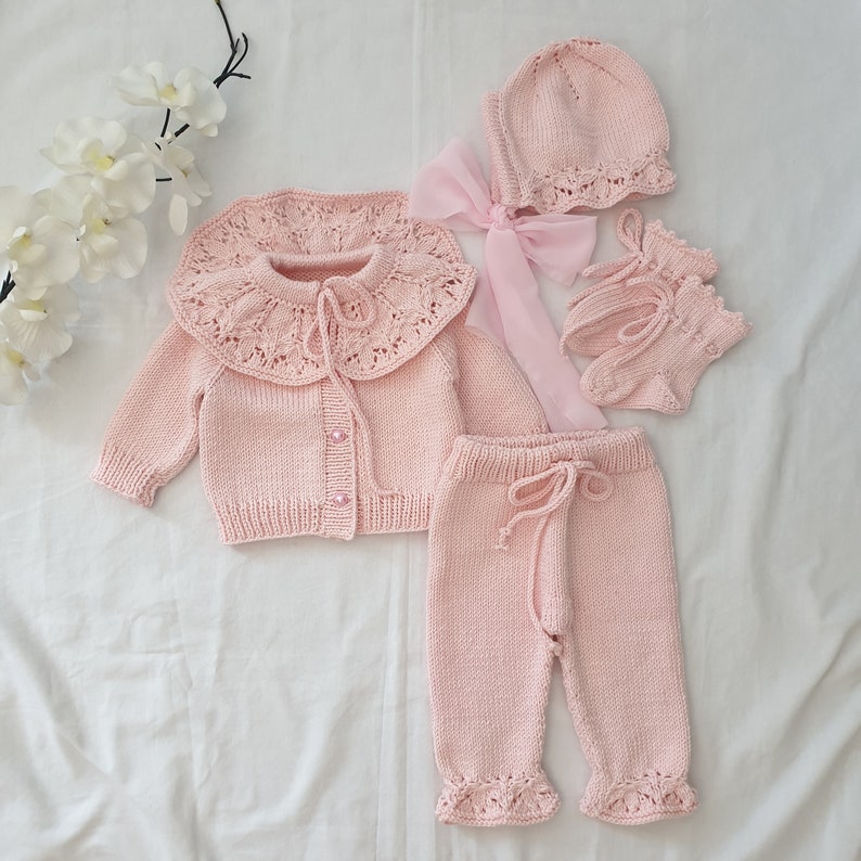 Baby Girl Coming Home Outfit, Erantis Flower Baby Girl Clothing Set, Organic Baby Clothing Outfits, Knitted Baby Clothes, New Baby Gift