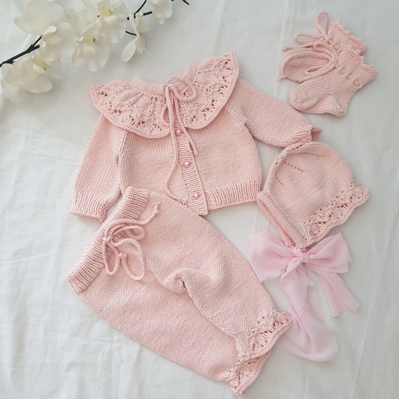 Baby Girl Coming Home Outfit, Erantis Flower Baby Girl Clothing Set, Organic Baby Clothing Outfits, Knitted Baby Clothes, New Baby Gift