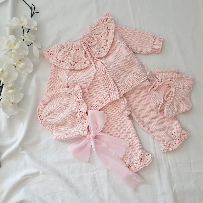 Baby Girl Coming Home Outfit, Erantis Flower Baby Girl Clothing Set, Organic Baby Clothing Outfits, Knitted Baby Clothes, New Baby Gift