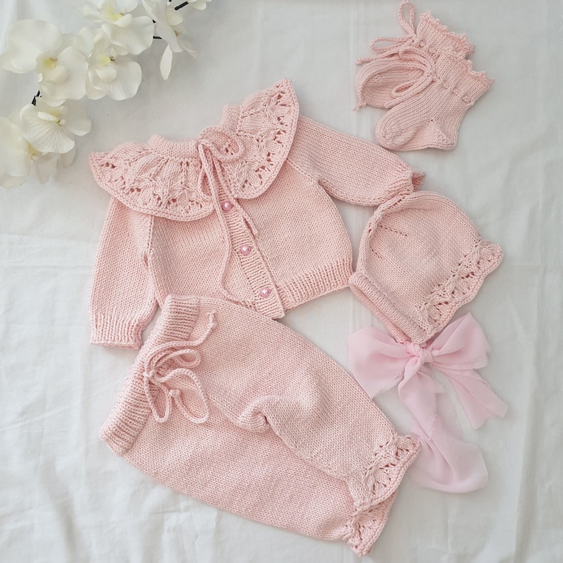 Baby Girl Coming Home Outfit, Erantis Flower Baby Girl Clothing Set, Organic Baby Clothing Outfits, Knitted Baby Clothes, New Baby Gift