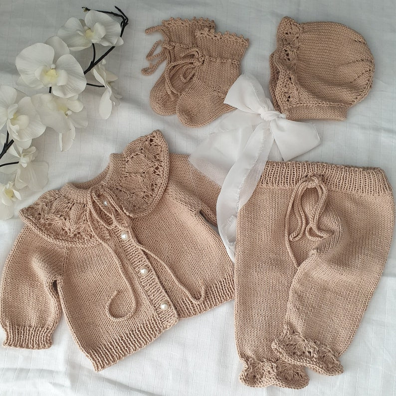 Baby Girl Coming Home Outfit, Erantis Flower Baby Girl Clothing Set, Organic Baby Clothing Outfits, Knitted Baby Clothes, New Baby Gift