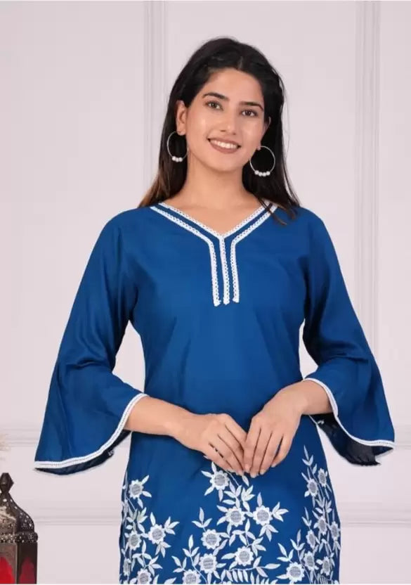 MOMKINS COTTON TOP AND BOTTOM CO ORD SET (BLUE)